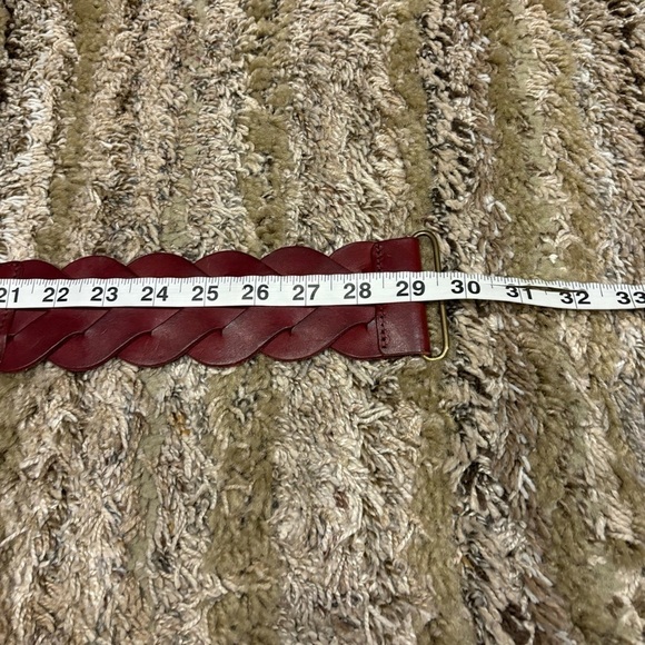 Leather Belt Wide Braided Maroon/Red Elastic Backside small - Picture 6 of 6